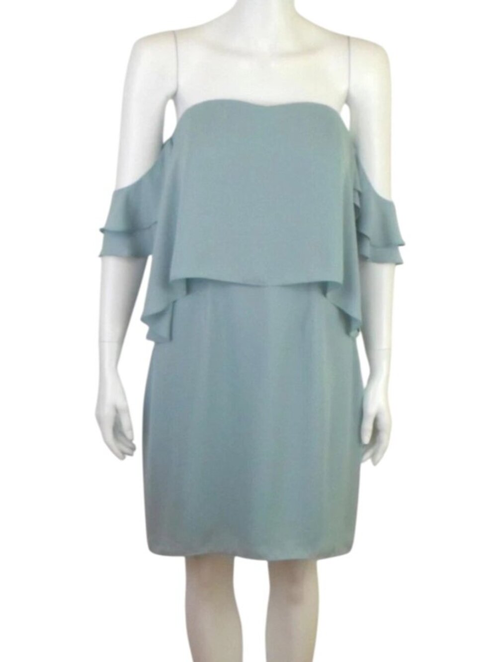 Amanda Uprichard Sage Green Strapless Cold Shoulder Mini Dress Sz Medium